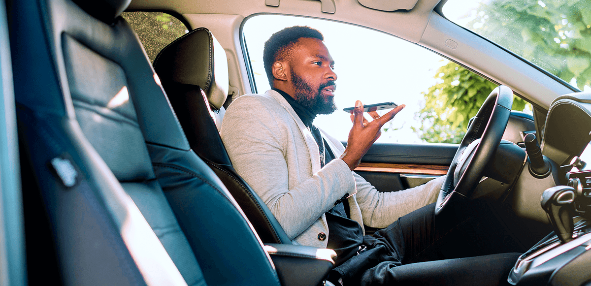 Driver checking documents on a phone